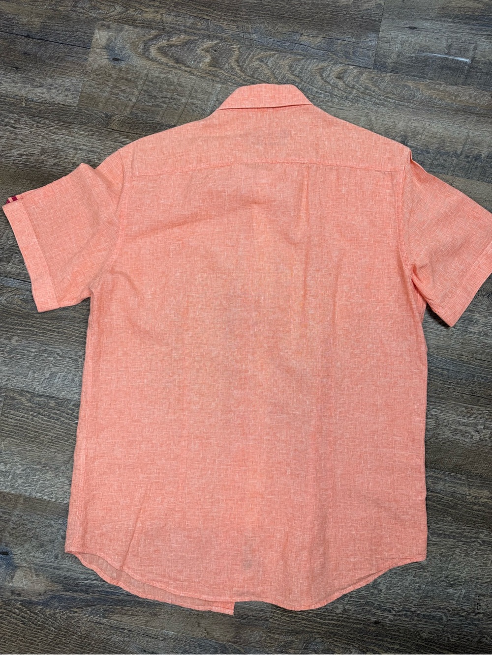 Robert Graham Linen Coral Short Sleeve Button-Down Shirt SZ L - Picture 8 of 11
